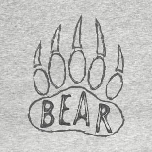 Black Bear Paw Print Drawing T-Shirt